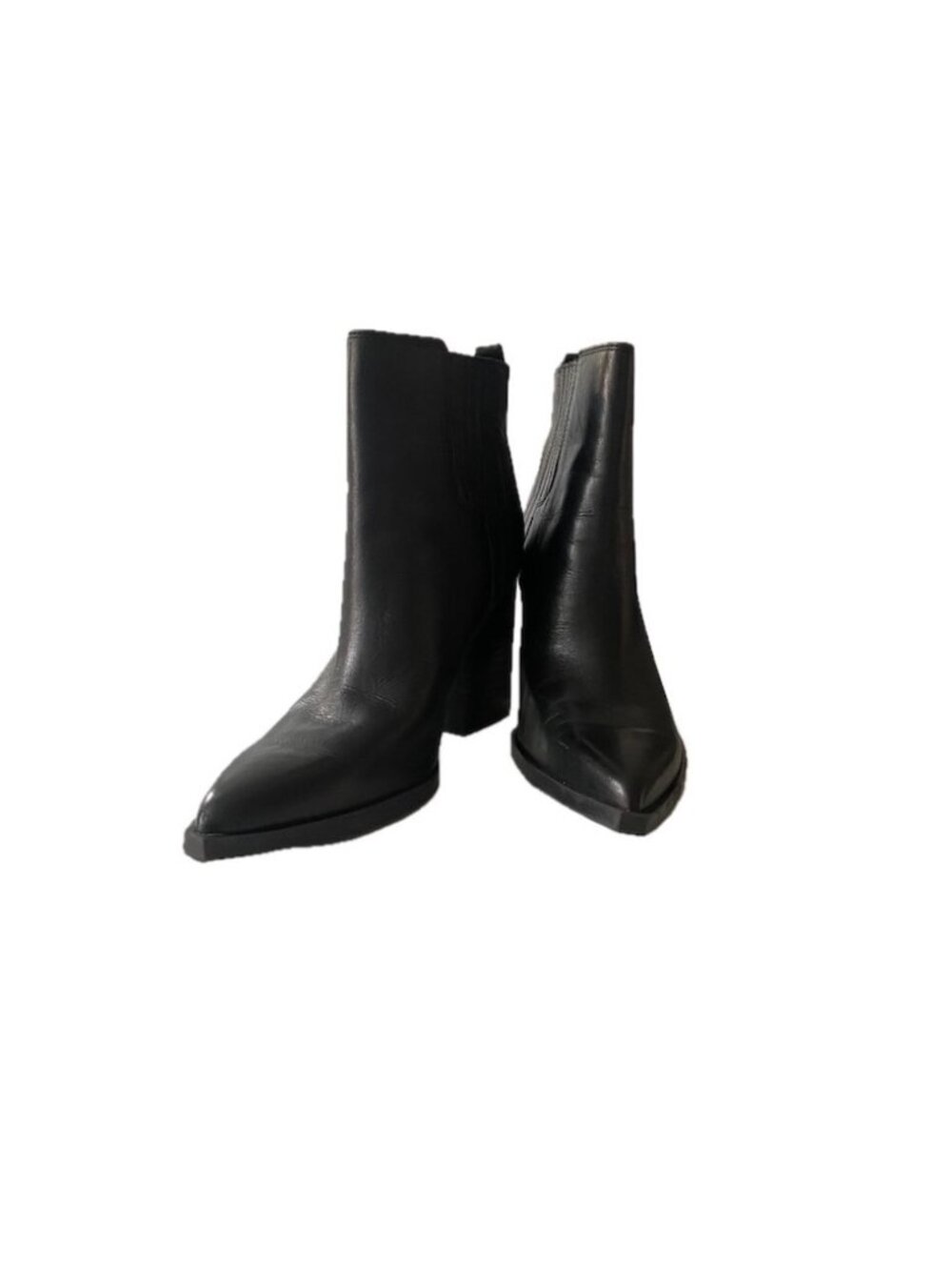 Marc Fisher Oshay Leather Booties Pull-on Pointed Toe Block Heel Women's 8 NEW